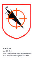 I-KG30_Motors.jpg (50.1 КБ) 99022 просмотра Karl Ries jr. «Markierungen und Tarnanstriche der Luftwaffe im 2. Weltkrieg».<br />Перевод с немецкого (английского) примечаний под рисунком:<br />I./KG 30<br />Ju.88A-1<br />с внешних сторон капотов двигателей.